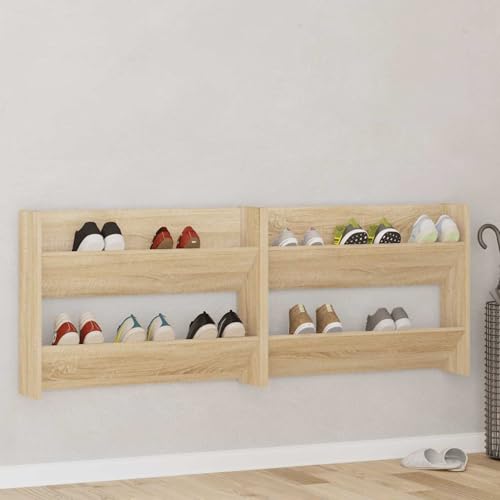 Tidyard Wand-Schuhschränke 2 STK. Sonoma-Eiche 80x18x60cm Holzwerkstoff, Standregal Schuhständer für Wohnzimmer Schlafzimmer Flur Eingang806748 Tidyard Wand-Schuhschränke 2 STK. Sonoma-Eiche 80x18x60cm Holzwerkstoff, Standregal Schuhständer für Wohnzimmer Schlafzimmer Flur Eingang806748 von Tidyard