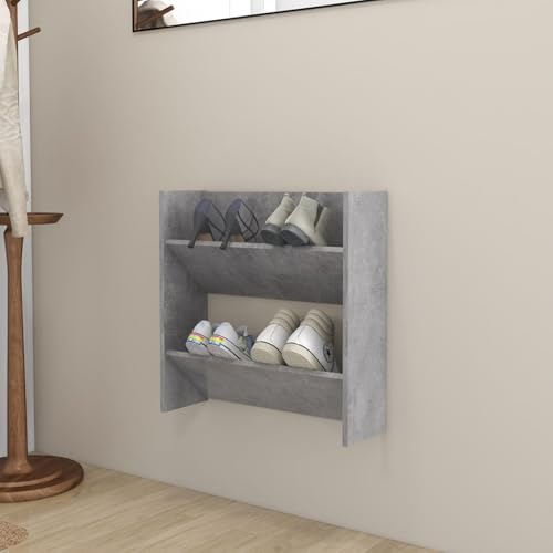Tidyard Wand-Schuhschrank Betongrau 60x18x60 cm Holzwerkstoff, Standregal Schuhständer für Wohnzimmer Schlafzimmer Flur Eingang806726 von Tidyard