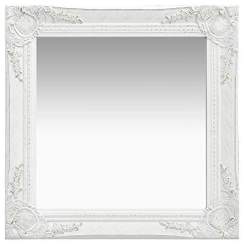 Tidyard Wandspiegel Badspiegel Flurspiegel Türspiegel, Spiegel Barock Dekorative Spiegel mit Montagehaken, Weiß Quadratisch 50 x 50 cm von Tidyard