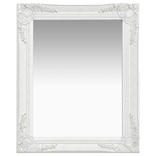 Tidyard Wandspiegel Badspiegel Flurspiegel Türspiegel, Spiegel Barock Dekorative Spiegel mit Montagehaken, Weiß Rechteckig 50 x 60 cm von Tidyard