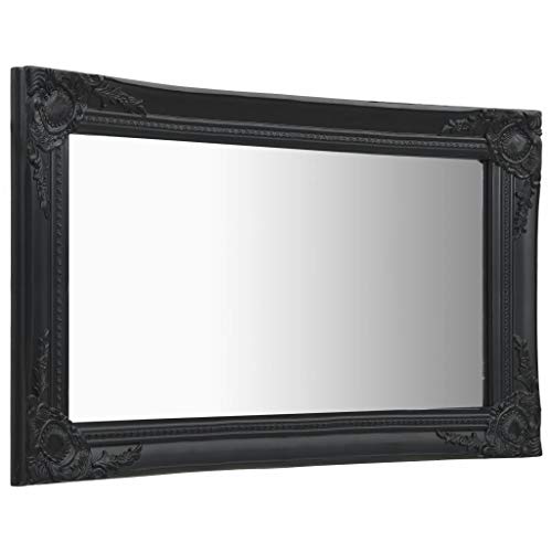 Tidyard Wandspiegel im Barock-Stil Spiegel Garderobenspiegel Badspiegel Barockspiegel Flurspiegel Holzrahmen Spiegel 60 x 40 cm Schwarz von Tidyard