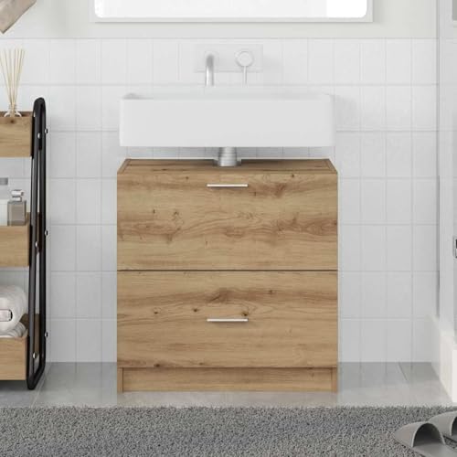 Tidyard Waschbeckenunterschrank Artisan-Eiche 59x37x59 cm Holzwerkstoff, Frisiertisch Schminktisch für Hairstyling Tools Kosmetik & Accessoires868822 von Tidyard