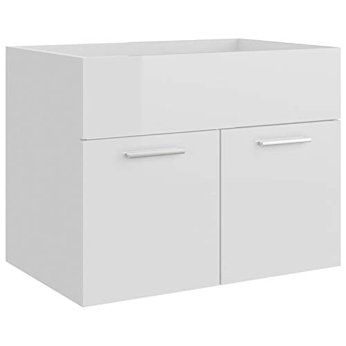 Tidyard Waschbeckenunterschrank mit 1 Fach & 2 Türen Waschtisch Badschrank Unterschrank Badezimmerschrank Waschtischunterschrank Badmöbel Hochglanz-Weiß 60x38,5x46 cm Spanplatte von Tidyard