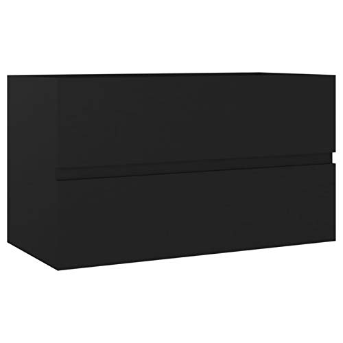 Tidyard Waschbeckenunterschrank mit 1 Schublade Waschtisch Badschrank Unterschrank Badezimmerschrank Waschtischunterschrank Badmöbel Schwarz 80 x 38,5 x 45 cm Spanplatte von Tidyard