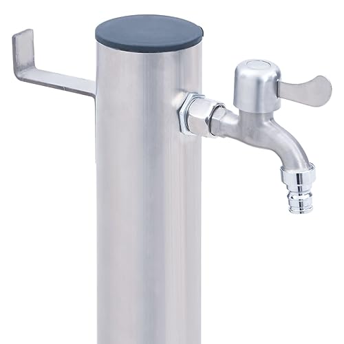 Tidyard Wassersäule Wasserzapfstelle Wasserzapfsäule für den Garten Wasserhahn Gartenhahn 23,5 x 7 x 60 cm (L x B x H),Rostfreier Stahl, Polypropylen von Tidyard