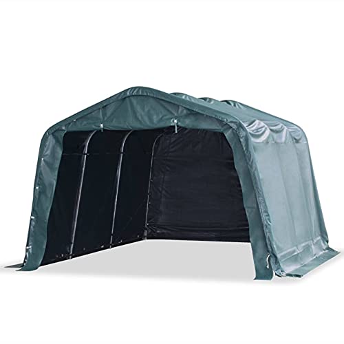 Tidyard Weidezelt Garagenzelt Carport Unterstand Lagerzelt Zeltgarage Zelt Weidehütte Weideunterstand Pferdestallüberdachung Offenstall, PVC 550 g/m² 3,3×4,8 m Dunkelgrün von Tidyard