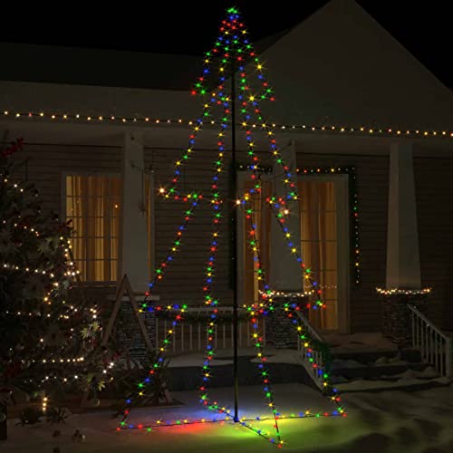 Tidyard Weihnachtsbaum Kegelform 360 LEDs Christbaum Metallbaum 8 verschiedenen Lichteffekten Weihnachtsdeko Lichterpyramide Innen- und Außenbereich 143x250 cm von Tidyard