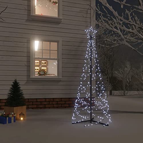 Tidyard Weihnachtsbaum mit Mittelpfosten Stern Lichterbaum Beleuchtet Dekobaum Weihnachtsdeko Lichterkette Beleuchtung Kaltweiß 200 LEDs 70x180 cm von Tidyard