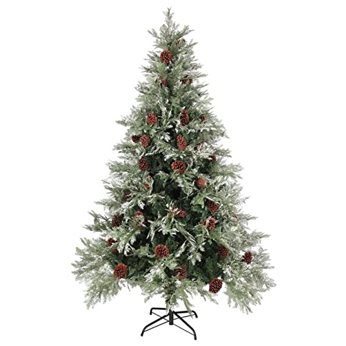 Tidyard Weihnachtsbaum mit Zapfen Künstlicher Christbaum Tannenbaum Dekobaum Kunstbaum Weihnachten Dekoration Mit 163 PVC-Spitzen und 164 PE-Spitzen Weihnachtsdeko Gesamthöhe: 120 cm PVC,PE,Stahl von Tidyard