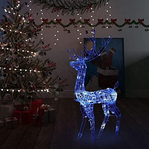 Tidyard Weihnachtsdekoration Acryl Rentiere 140 LEDs Weihnachtsdeko Weihnachtsbeleuchtung Rentier-Beleuchtet für Innen- und Außen Gartenleucht-Deko Weihnachtsfigur Weihnachts Dekoration 120 cm Blau von Tidyard