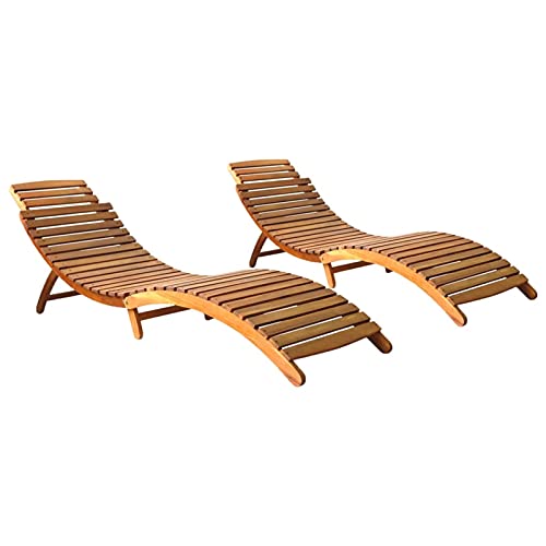 Tidyard Zusammenklappbar 2X Akazienholz Massiv Sonnenliege Klappbar Gartenliege Liegestuhl Holzliege Relaxliege Gartenmöbel Liege Strandliege Freizeitliege Für den Innen- Außenbereich geeignet von Tidyard