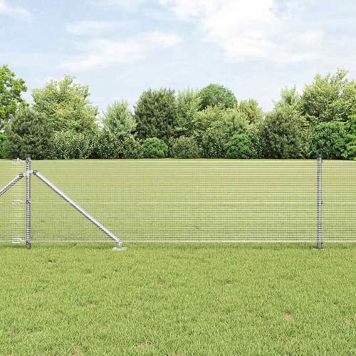 Welded Wire Fence mit 7 Spike-Pfosten 0.4x10 m Verzinkter Stahl, Zaunstangen Stahlpfosten Forstpfähle für Weidezaun Terrasse Drahtzaun3351910 von Tidyard