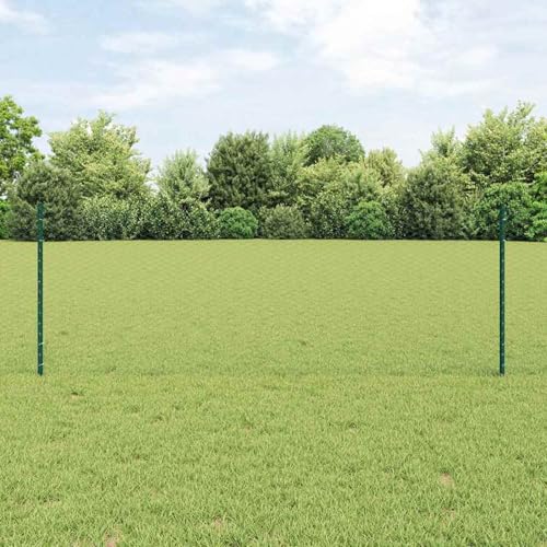 Zaunpfosten 5 Stück U-Kanal Grün 80 cm, Sechseckzaun Grün 0.8x10 m Stahl, Zaunstangen Stahlpfosten Forstpfähle für Weidezaun Terrasse Drahtzaun3336677 von Tidyard