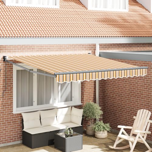 manuelle einziehbare Markise Multicolor Streifen 350x250 cm, gelenkarmmarkise von Tidyard