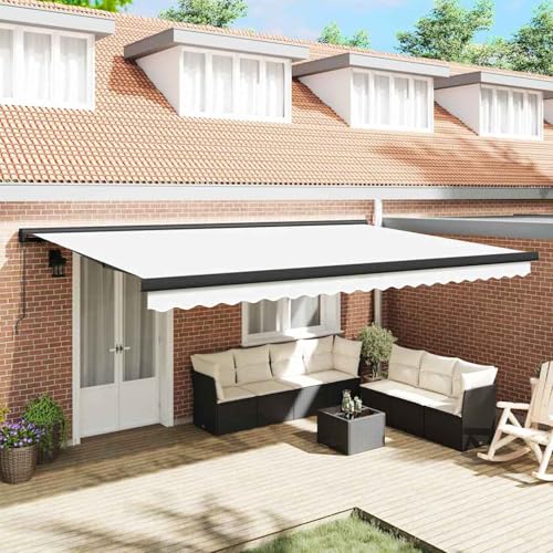 manuelle einziehbare Markise Weiß 500x300 cm, Gelenkarmmarkise Außenmarkise für Terrasse Eingangsbereich Café3331365 von Tidyard