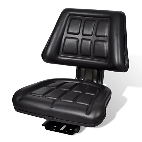 tidyard Univeral Traktorsitz mit Rückenlehne, Wasserdicht, aus Stahl + PVC, L?ngstverstellbereich: 150 mm, Schwarz, 48 x 48 x 52 cm (H x B x T) von Tidyard