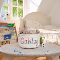 Personalisierter Handgemachter Korb Baby Geschenk Baby-Dusche-Geschenk I-Cord Stricken Handwerk Spielzeug Organizer von TieDapperStudio