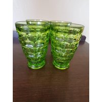Vintage Mcm Lime Green Bund Glasbecher Im Yorktown Muster. Set Von 4. Glaswaren. Mid Century Mod Glas von TieTheKnotVintage