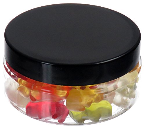 100 ml PET Tiegel transparent, flach, mit Plastikdeckel, schwarz, 20 Stück von TiegelXXL