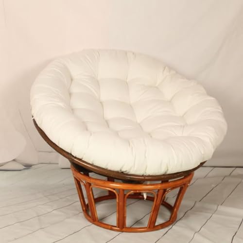 Tielag Papasansessel Kissen, Papasan Sitzkissen für Hängesessel, Rund Papasan Sessel, Polster Sitzauflage für Gartenmöbel Sesselkissen, Milchig, 110 x 110 cm von Tielag