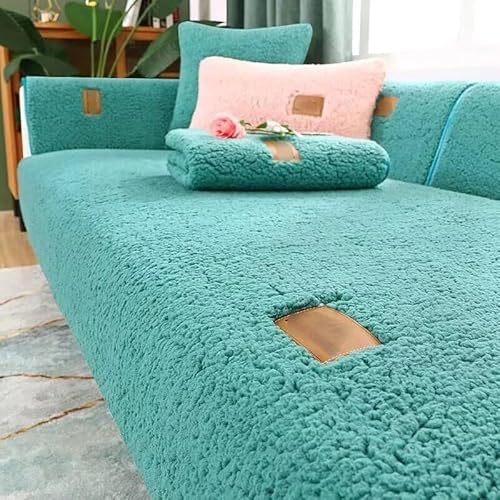 Tielag Samt Sofabezug 1 2 3 4 sitzer, Sofaschoner, L Form Sofaüberwurf, Sofabezüge, Sofa überzug Ecksofa Pets Dog Couch überzug Anti-rutsch Sofa Überwurf, Grün, 90×120cm von Tielag