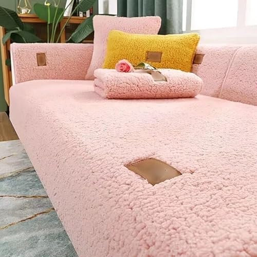 Tielag Samt Sofabezug 1 2 3 4 sitzer, Sofaschoner, L Form Sofaüberwurf, Sofabezüge, Sofa überzug Ecksofa Pets Dog Couch überzug Anti-rutsch Sofa Überwurf, Rosa, 70×70cm von Tielag