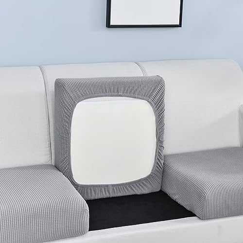 Tielag Sofa Sitzkissenbezug, Stretch Sofa Sitzkissenbezug, Elastischer Kissenbezüge, Sofa Sitzbezug, Sofabezug für alle Sofas, Light Grey, Großer 1-Sitzer von Tielag