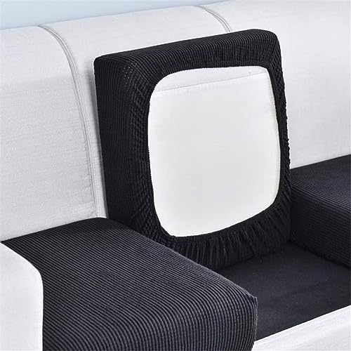 Tielag Sofa Sitzkissenbezug, Stretch Sofabezug Sitzkissenschutz, Elastischer Kissenbezüge, Husse Überzug Bezug Für Sofa Sitzkissen, Black, 1-Sitzer von Tielag