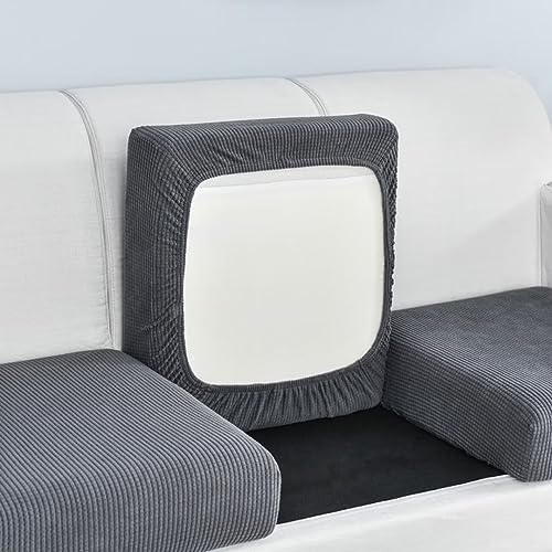 Tielag Sofa Sitzkissenbezug, Stretch Sofabezug Sitzkissenschutz, Elastischer Kissenbezüge, Husse Überzug Bezug Für Sofa Sitzkissen, Deep Grey, 3-Sitzer von Tielag