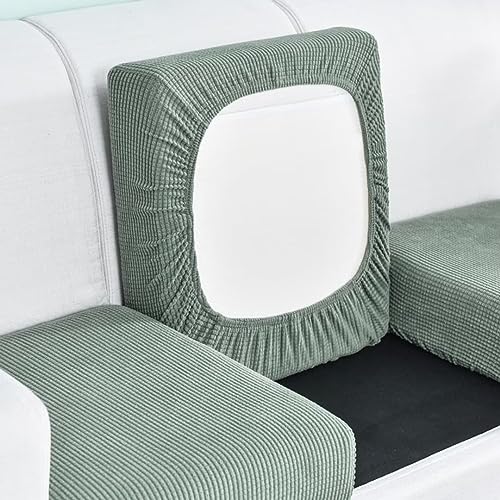 Tielag Sofa Sitzkissenbezug, Stretch Sofabezug Sitzkissenschutz, Elastischer Kissenbezüge, Husse Überzug Bezug Für Sofa Sitzkissen, Green, Großer 2-Sitzer von Tielag