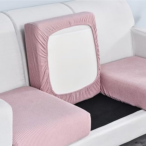 Tielag Sofa Sitzkissenbezug, Stretch Sofabezug Sitzkissenschutz, Elastischer Kissenbezüge, Husse Überzug Bezug Für Sofa Sitzkissen, Hell-Pink, Großer 1-Sitzer von Tielag