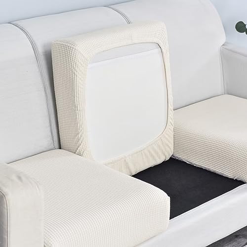 Tielag Sofa Sitzkissenbezug, Stretch Sofabezug Sitzkissenschutz, Elastischer Kissenbezüge, Husse Überzug Bezug Für Sofa Sitzkissen, Milchig, 1-Sitzer von Tielag