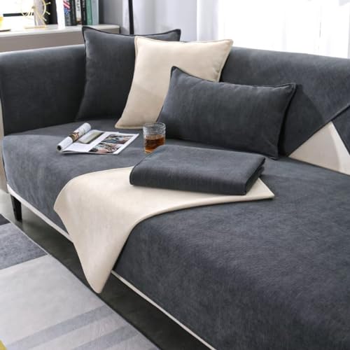 Tielag Sofabezug Anti Rutsch, Sofaschutz L Form, Sofaschoner Sofaschutz Hund Kratzschutz Katze, Couch Bezug Ecksofa Schmutzabweisend, Sofa Abdeckung 1 2 3 4 Sitzer, Dunkelgrau, 110 x 180 cm von Tielag