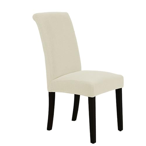 Tielag Stuhlhussen 4er Set Wasserdicht Stretch Stuhlhussen, Hussen für Stühle, Abnehmbarer Stühle Schutz Dekoration Stuhlbezug für Haus, Küche, Hotel, Restaurant, Bankett, Hochzeit, Party, Milchig von Tielag