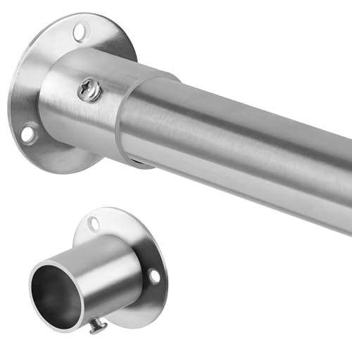 Ausziehbare Kleiderstange, silberfarben, Edelstahl, einziehbare Kleiderstange, 74–103 cm, verstellbare Kleiderstange für Kleiderschrank und Balkon (25 mm) von Tiemlet