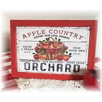 Apple Country Orchard Gerahmtes Holzschild Für Herbst Gestufte Tabletts Apfeldekor von TieredTrayTreasures