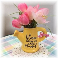 Blühen Sie Dort, Wo Gepflanzt Sind Mini-Gießkanne Aus Keramik Mit Tulpen von TieredTrayTreasures
