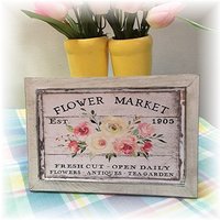 Blumenmarkt Gerahmtes Holzschild Für Spring Gestufte Tabletts von TieredTrayTreasures