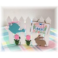 Die Erde Lacht in Blumen Mini Holzzaun Für Frühling Gestufte Tabletts von TieredTrayTreasures