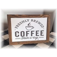 Frisch Gebrühter Kaffee Gerahmtes Holzschild Für Abgestuftes Tablett Oder Kaffeebar von TieredTrayTreasures