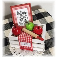 Herbsthimmel Und Apfelkuchen Mini Holzkiste Für Herbst Gestufte Tabletts Apfeldekor von TieredTrayTreasures