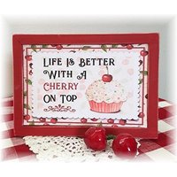Life Is Better With A Cherry On Top Gerahmtes Holzschild Für Gestufte Tabletts Kirschen Dekor von TieredTrayTreasures