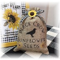 Mini Jutesack Black Crow Sunflower Samen Tablett Dekor von TieredTrayTreasures