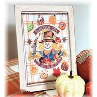 Vogelscheuche Cafe Bleiben, Bis Sie Gefüllt Sind Gerahmtes Holzschild Für Abgestufte Tabletts Herbstdekor von TieredTrayTreasures