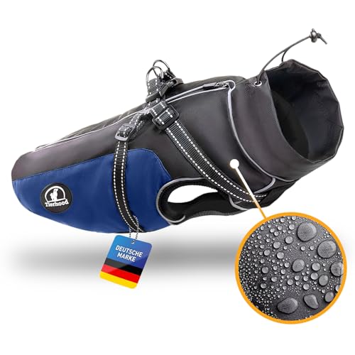 Tierhood Regenmantel Hund [MIT GESCHIRRÖFFNUNG]- Hunderegenmantel wasserdicht- Reflektierende Regenjacke Hund - Hundemantel inkl. Geschirr Wasserdicht von Tierhood