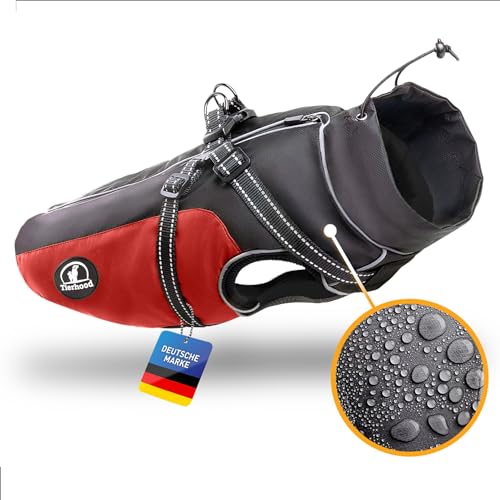 Tierhood Regenmantel Hund - Hunderegenmantel wasserdicht- Reflektierende Regenjacke Hund - Hundemantel inkl. Geschirr Wasserdicht von Tierhood