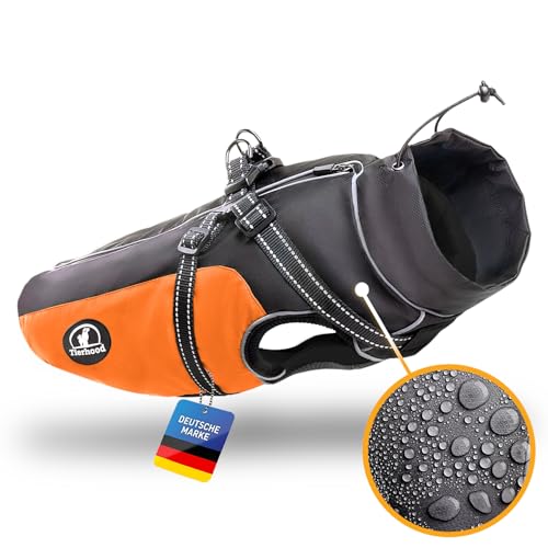 Tierhood Regenmantel Hund - Hunderegenmantel wasserdicht- Reflektierende Regenjacke Hund - Hundemantel inkl. Geschirr Wasserdicht von Tierhood