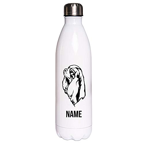 Cavalier King Charles Spaniel Hundemotiv Edelstahl Thermosflasche/Trinkflasche 750 ml mit Wunschnamen oder Text personalisiert (Cavalier King Charles) von Tierisch-tolle Geschenke