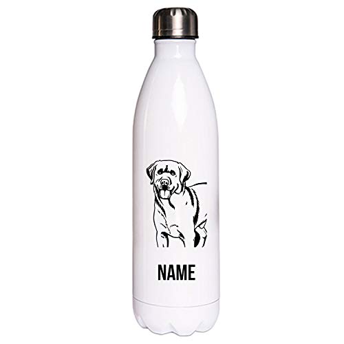 LABRADOR RETRIEVER Hundemotiv Edelstahl Thermosflasche/Trinkflasche 750 ml mit Wunschnamen oder Text personalisiert (Labrador) von Tierisch-tolle Geschenke