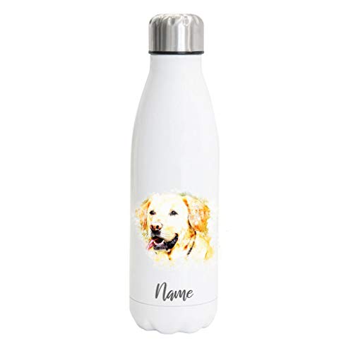 LABRADOR RETRIEVER Hundemotiv Edelstahl Thermosflasche/Trinkflasche 750 ml mit Wunschnamen oder Text personalisiert (Labrador Watercolour) von Tierisch-tolle Geschenke